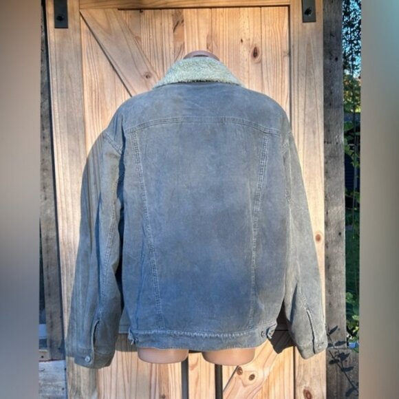 Vintage Y2K Levis Grey Corduroy Sherpa Lined Relaxed Trucker Jacket~XL~ - Picture 5 of 8